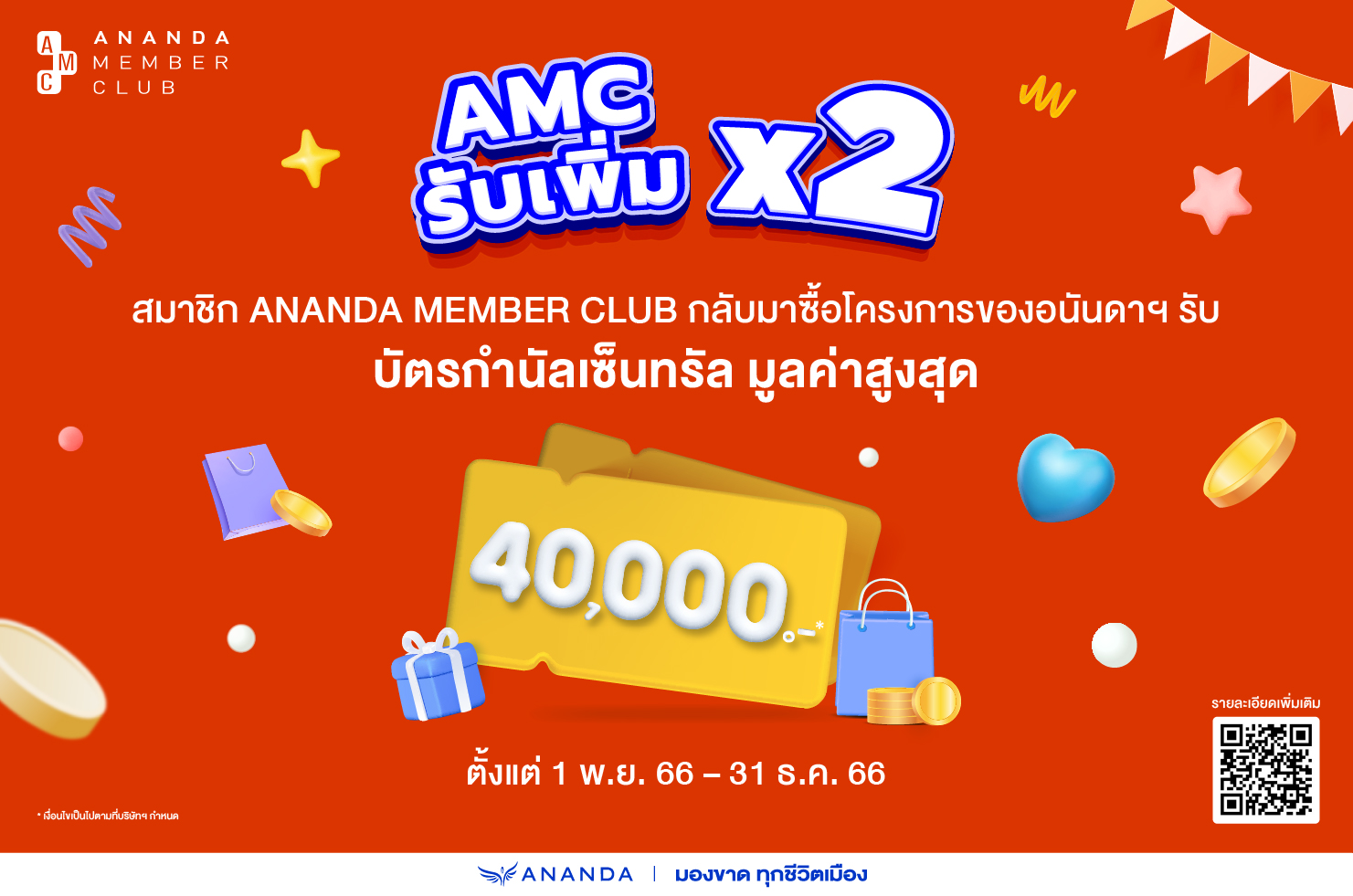 สมาชิก AMC เมื่อกลับมาจองซื้อโครงการของอนันดาฯ รับเพิ่ม X2 