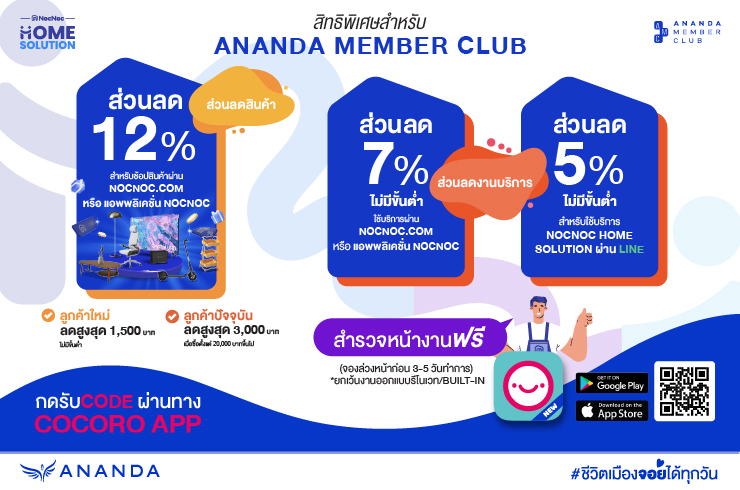สิทธิพิเศษส่วนลดสูงสุด 12% จาก NocNoc