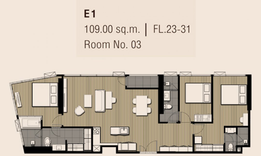 3 BEDROOM | E1 | 109.00 sq.m.